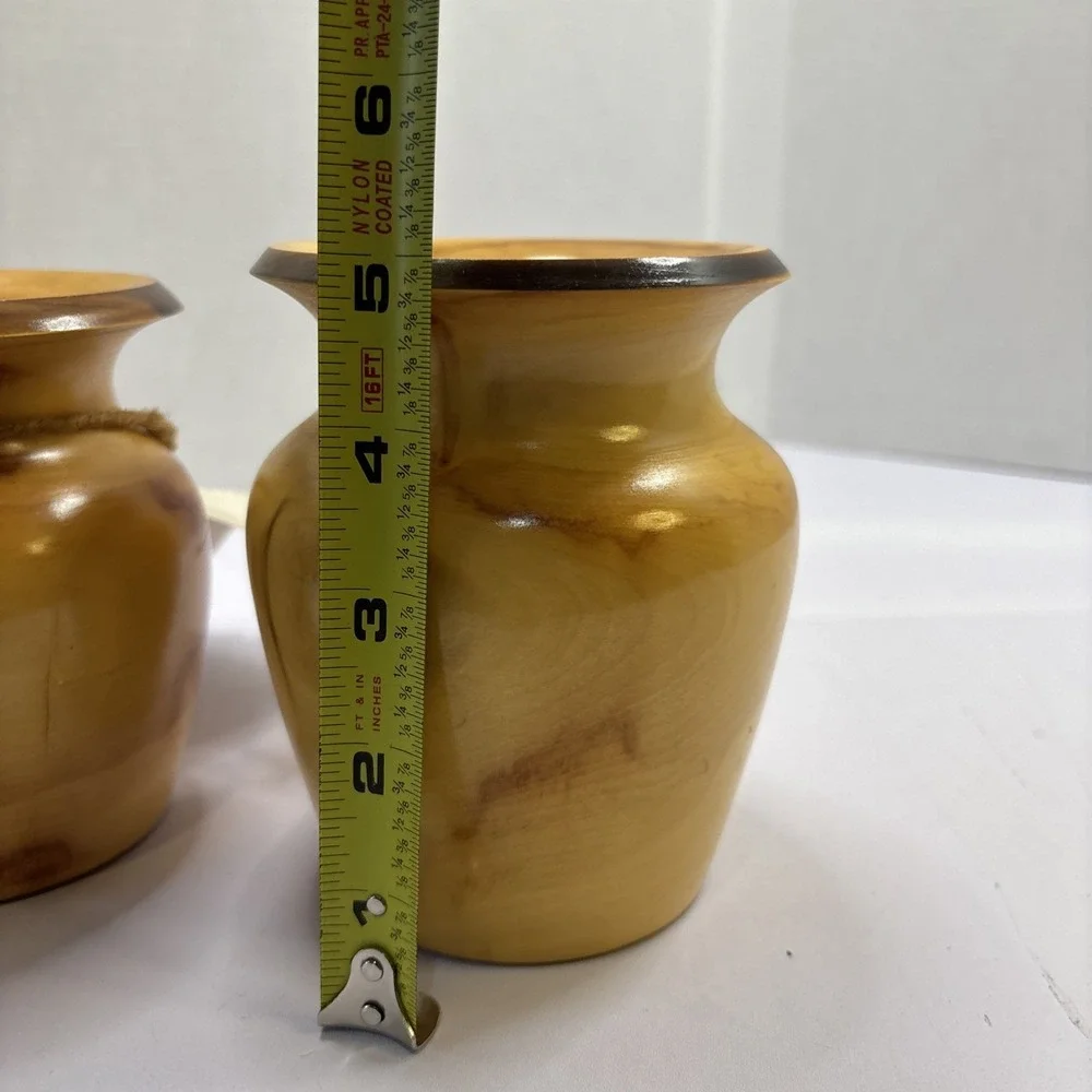 The Aspen Company Colorado Aspen Wood Vases Set of 2 Signed‎ Michelle Kay 2005